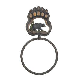 Accent Plus Iron Bear Paw Towel Ring with Cutout