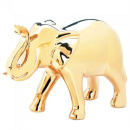 Accent Plus Golden Ceramic Elephant Figurine - 7 inches