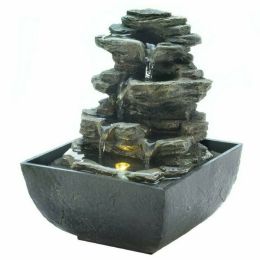 Accent Plus Multi-Level Tiered Rocks Lighted Tabletop Fountain