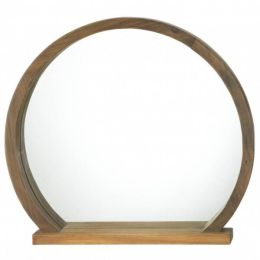 Accent Plus Round Wood Mirror with Shelf