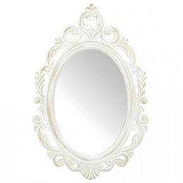 Accent Plus Distressed Vintage-Look Ornate White Mirror