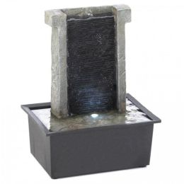 Accent Plus Lighted Stone Wall Tabletop Water Fountain