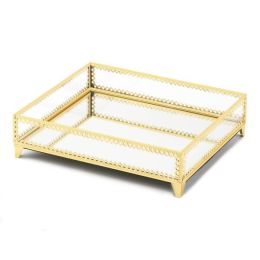 Accent Plus Gold Jewelry Tray with Mirrored Base