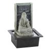 Cascading Fountains Stone-Look Buddha Lighted Tabletop Water Fountain