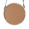 Accent Plus Round Hanging Wall Mirror with Faux Leather Strap - White