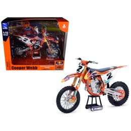 KTM 450 SX-F #2 Cooper Webb with Supercross #1 Plate Stickers "Red Bull KTM Factory Racing" 1/10 Diecast Motorcycle Model by New Ray