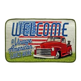 Welcome A Vintage American Lives Here Vintage Farmhouse Pickup Truck with American Flag and Black...