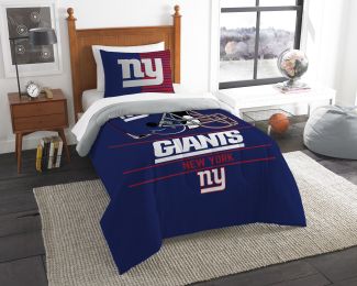 NY Giants OFFICIAL National Football League, Bedding, "Draft" Printed Twin Comforter (64"x 86") & 1 Sham (24"x 30") Set by The Northwest Company