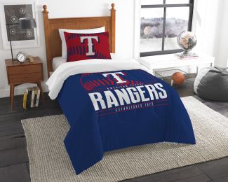 Rangers OFFICIAL Major League Baseball, Bedding, Printed Twin Comforter (64"x 86") & 1 Sham (24"x 30") Set by The Northwest Company