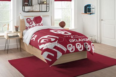 Oklahoma OFFICIAL Collegiate "Hexagon" Twin Comforter & Sham Set