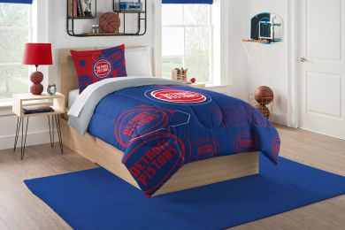 Pistons OFFICIAL NBA "Hexagon" Twin Comforter & Sham Set;  64" x 86"