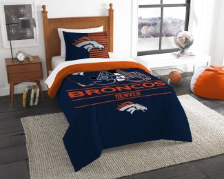Broncos OFFICIAL National Football League, Bedding, "Draft" Printed Twin Comforter (64"x 86") & 1 Sham (24"x 30") Set by The Northwest Company