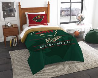 Wild OFFICIAL National Hockey League, Bedding, "Draft" Twin Printed Comforter (64"x 86") & 1 Sham (24"x 30") Set by The Northwest Company