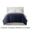 Genoa King Size Box Quilted Reversible Comforter ; Silver and Blue; DunaWest