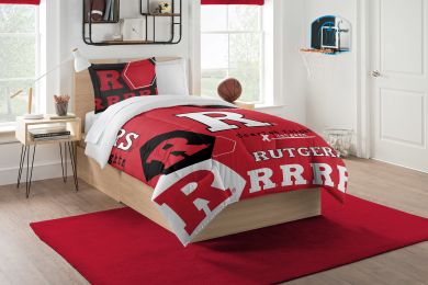 Rutgers OFFICIAL Collegiate "Hexagon" Twin Comforter & Sham Set