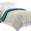 Genoa King Size Box Quilted Reversible Comforter ; Blue and Gray; DunaWest