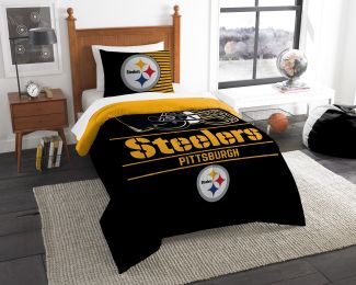 Steelers OFFICIAL National Football League, Bedding, "Draft" Printed Twin Comforter (64"x 86") & 1 Sham (24"x 30") Set by The Northwest Company