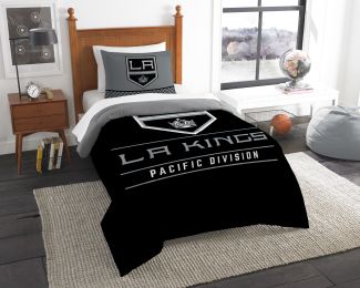 LA Kings OFFICIAL National Hockey League, Bedding, "Draft" Twin Printed Comforter (64"x 86") & 1 Sham (24"x 30") Set by The Northwest Company