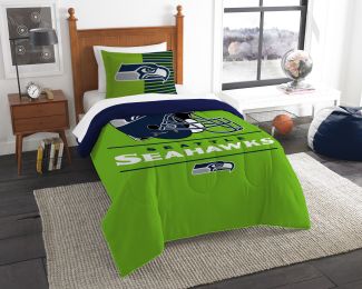 Seahawks OFFICIAL National Football League, Bedding, "Draft" Printed Twin Comforter (64"x 86") & 1 Sham (24"x 30") Set by The Northwest Company