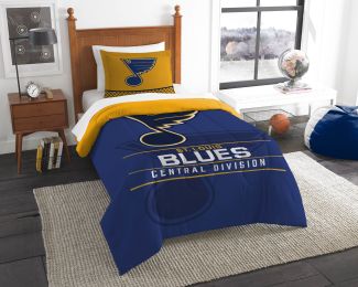 Blues OFFICIAL National Hockey League, Bedding, "Draft" Twin Printed Comforter (64"x 86") & 1 Sham (24"x 30") Set by The Northwest Company