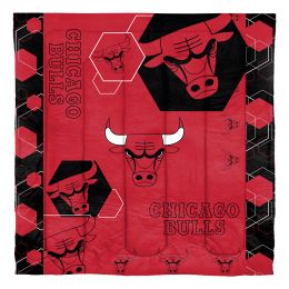 Bulls OFFICIAL NBA "Hexagon" Full/Queen Comforter & Shams Set;  86" x 86"