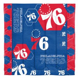 76ers OFFICIAL NBA "Hexagon" Full/Queen Comforter & Shams Set;  86" x 86"