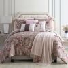 Andria 10 Piece Queen Size Comforter and Coverlet Set ; Brown and Pink; DunaWest