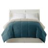 Genoa King Size Box Quilted Reversible Comforter ; Blue and Gray; DunaWest