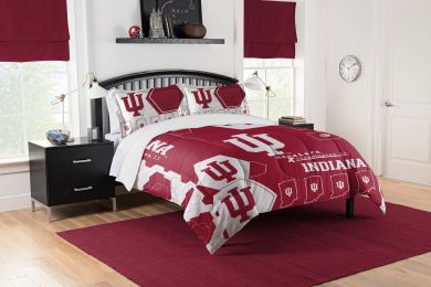 Indiana OFFICIAL Collegiate "Hexagon" Full/Queen Comforter & Shams Set