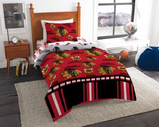 Chicago Blackhawks OFFICIAL NHL Twin Bed In Bag Set