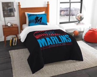 Marlins OFFICIAL Major League Baseball, Bedding, Printed Twin Comforter (64"x 86") & 1 Sham (24"x 30") Set by The Northwest Company