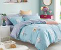 Lillian Blue/Yellow Floral 100% Cotton Reversible Comforter Set