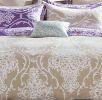 Hermman Beige/Purple Damask 100% Cotton Comforter Set