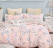 Ava Pink/Blue Floral 100% Cotton Reversible Comforter Set