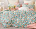 Tiffany Blue/Orange Rose 100% Cotton Reversible Comforter Set