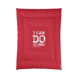Bedding, Red And White I Can Do All Things Philippians 4:13 Graphic Text Style Comforter (size: 68x92)