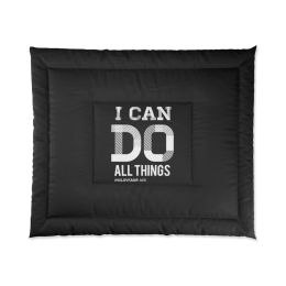 Bedding, Black And White I Can Do All Things Philippians 4:13 Graphic Text Style Comforter (size: 104x88)