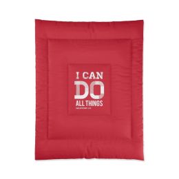 Bedding, Red And White I Can Do All Things Philippians 4:13 Graphic Text Style Comforter (size: 68x88)