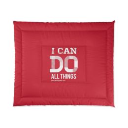 Bedding, Red And White I Can Do All Things Philippians 4:13 Graphic Text Style Comforter (size: 104x88)