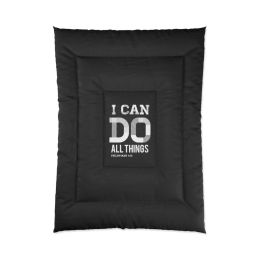 Bedding, Black And White I Can Do All Things Philippians 4:13 Graphic Text Style Comforter (size: 68x92)