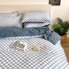 Washed Cotton Bedding 4 Piece Set 1.5m-2.2m Quilt Cover Sheet Pillowcase Plaid Stripes Student Dormitory Adult Child Boys Girls