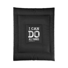 Bedding, Black And White I Can Do All Things Philippians 4:13 Graphic Text Style Comforter (size: 68x88)